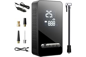 NCTOBEROWS Tyre Inflator Portable Air Compressor 150PSI, DC 12V Dual Power Supply Faster Inflation Air Pump with LED Light Auto-Off, Electric Air Pump for Car, Bike, Motorcycle, Ball