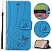 Price comparison product image Sycode Wallet Case for Huawei P20 Lite,Pu Leather Magnetic Closure Flip Cover with Wrist Strap for Huawei P20 Lite,Love Heart Butterfly Flower Embossed Pattern Elegante Premium Soft TPU Inner Built-in Kickstand and Card Slots Folio Bookstyle Clasp Protective Wallet Flip Case Cover for Huawei P20 Lite-Love Heart,Blue