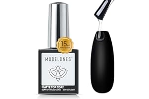 Modelones Matte Top Coat Vernis Semi Permanent 15ML, No Wipe Top Coat Vernis à ongles Gel UV Semi Permanent pour Manucure Nail Art