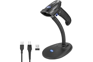 NETUM NT-1228BC Escáner de Código de Barras Bluetooth con Soporte (Azul - Escáner de código de Barras 1D)