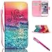 Produktbild iPhone 5/5S/SE Hülle, Flip PU Leder Tasche Bookstyle Cover Case mit Intern Karte Schlitz, Anti-Sturz Stoßfest Abdeckung Schutzhülle, Magnetic Closure mit Standfunktion und Handy Gürtel für Apple iPhone 5 5S SE