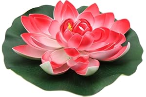 Cabilock Fleur de Lotus Flottante Artificielle Ornement de Nénuphar Réaliste pour Décoration de Piscine de Patio Décoration D'étang D'aquarium Ornement 28Cm Rouge