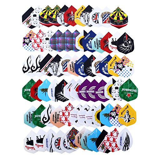 Beautyrain 72pcs 2D Cool Bling Standard Dart Vols Vol d'aile de fléchettes arbres Sports de plein air