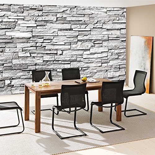 Vlies Fototapete 400×280 cm PREMIUM PLUS Wand Foto Tapete Wand Bild Vliestapete – NOBLE STONE WALL – GREY – Steintapete Wandbild Steinwand Steintapete Asia Stone Asien – no. 132 - 7