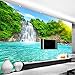 Produktbild Wuyyii Naturlandschaft 3D Wandbild Wald Wasserfälle Pools Fototapete 3D Raum Landschaft Wohnzimmer Sofa Hintergrund Tapeten-450X367Cm