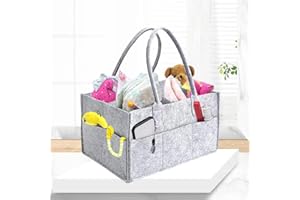 Goujfol Baby Nappy Caddy Organiser, Changing Bag Organiser, Portable Changing Organiser, Felt Organiser with Removable Divider for Car, Bedroom, Travel and Changing Table