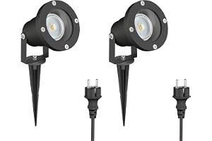 ledscom.de 2 st LED-trädgårdsstrålkastare DUK, svarta, med jordspett för utomhusbruk, aluminium, inkl. LED-lampa GU10 (varmvi
