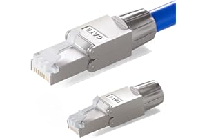hb-digital 2x CAT 8 RJ45 wtyczka sieciowa do sztywnego kabla LAN, kabel sieciowy Ethernet - beznarzędziowy LSA - 40 Gbit/s AWG 22-26 w pełni ekranowany, STP 50μ pozłacane styki
