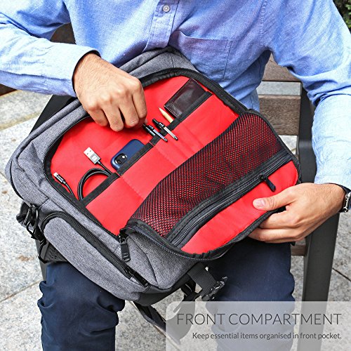 Laptoptasche, Snugg – Graue Notebooktasche – Umhängetasche für Laptops mit einer Bildschirmdiagonale von bis zu 15.6 Zoll - 4