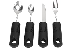 BAOFUYA Posate Pieghevoli Ponderate per Disabili - Facili da Impugnare, Lavabili in Lavastoviglie - Set di Utensili Adattivi, Aiuto per L'artrite - Argenteria
