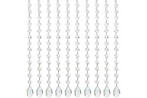 H&D HYALINE & DORA Ghirlanda di 10 cristalli a forma di goccia, ricambio per lampadari a goccia di cristallo, cristalli appesi in vetro per lampadario, decorazione di nozze (trasparente)