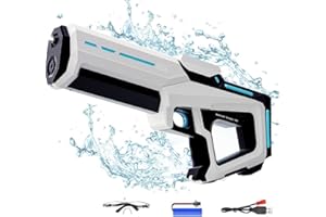 YUUFCY Wasserpistole Elektrisch,Elektrische Wasserpistole für Kinder und Erwachsene,2 in 1 Spritzpistole Wasser mit Großer Reichweite,Automatic Wasserspritzpistole Verfügbar für Pool,Garten,Strand (Weiß)