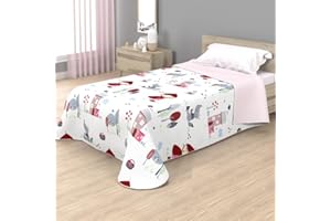 KIMBATEX TEXTIL HOGAR TIENDA Colcha bouti infantil con acolchado termosellado para camas 90 y 105 cm, con diseños de piratas, unicornios, perritos y cerditos... Ideal para primavera y verano (Bosque, 105)