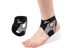 Vyranut Cavigliera Sportiva 2 Pezzi – Supporto Elastica in Nylon Traspirante con Doppia Fascia Regolabile a U – Unisex, per Corsa, Calcio, Fitness, Trekking, Recupero Articolare - M