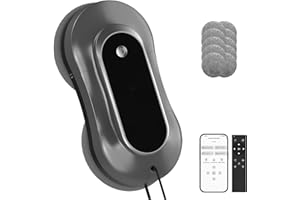 AOQUFUL Intelligenter Fensterputzroboter, elektrischer Fensterputzer mit Dual-Wasserspray, automatischer Fensterroboter mit Fernbedienung und App, für Innen- und Außenfenster und Glas,12 Tücher, grau