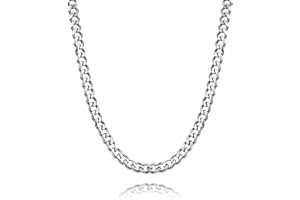 Daisy Philip 4mm CURB Mens Necklace Silver Chain Cuban - Stainless Steel Jewellery - Neck Link Chains for Men Man Women Boys Kids - 18" 20" 22" 24" 26"