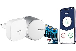 tedee Go Serratura intelligente ricaricabile con WiFi e Bluetooth per accesso remoto, serratura elettronica trasforma il tuo smartphone in una chiave, Smart Lock con certificato AV-TEST (argento)