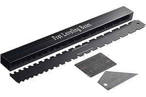 FUBESK Lot de 4 outils de luthier à double échelle pour manche de guitare crantée à bord droit Règle de jauge de frette à bascule pour guitare et basse