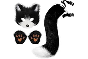 Lpitoy Kattmask kostym 1 set Pelry Tail and Paw handskar set för maskerad cosplay fest halloween therian mask