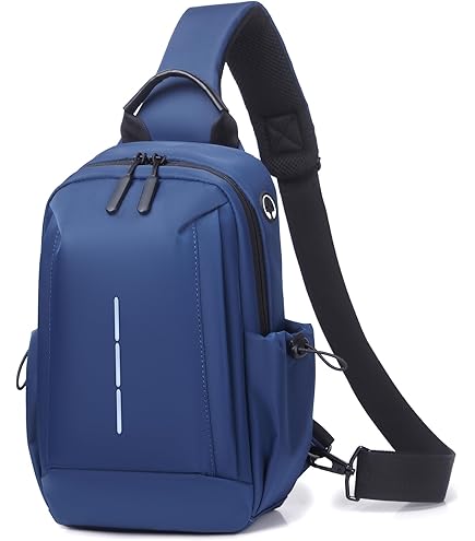 Zaino Monospalla Uomo Varlivoo - Impermeabile, Antifurto, Per Sport E Viaggi, Blu