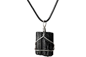 Only faith Colgante de Piedra Cuarzo Blanco Turmanlina Negra En bruto 100% Natural Genuina Sin Pulir Natural Mineral Cristal Curativo Meditación