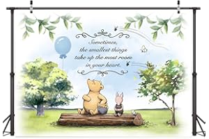 AIIKES 7x5FT Little Bear Birthday Backdrop Classic Cartoon Animals Photography Backdrop Birthday Party Backdrop Newborn Baby Shower Backdrop Studio Props 12-543