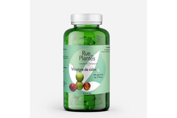 Vinaigre de cidre - Coupe Faim Puissant et Efficace, Bruleur de Graisse Puissant, Perte de Poids Rapide et Efficace - Complement Alimentaire Perte de Poids, Cure de 20j, 120 gélules RUE DES PLANTES