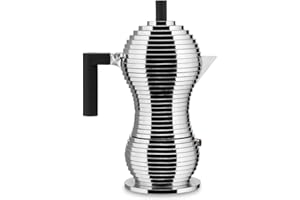 ‎ALESSI Alessi Pulcina MDL02/6BFM – Designer-Espresso-Kaffeemaschine, Griff und Knopf aus PA, Aluminiumguss für Induktionsherde, 6 Tassen, Schwarz