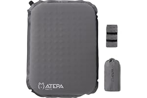 ATEPA Inflatable Seat Cushion, Self-Inflating Memory Foam Air Blow up Cushion to Sit on for Travel Airplane Stadium Camping Backpacking Boating Concert, Grey