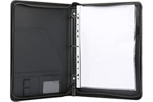 icyant A4 Cartella Portadocumenti con 8 borsa portadocumenti trasparente, A4 Pelle di Cerniera Portadocumenti 3 Ring Binder Documenti Organizer per Intervista Viaggi Riunioni Congressi colloquio
