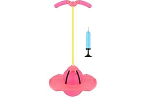 Super-Life Pogo Jumper with Handle and Ball Pump, High Jump Toy Bounce Jump Trick Board Safe and Fun Pogo Stick for Kids Boys Girls and Adults (Pink)