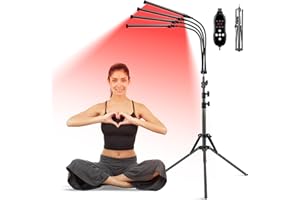 COZION Lámpara de Infrarrojos con Soporte 420 LEDs, Lámpara de Calor Roja con 4 Cabezales Ajustables, Luz Roja de 660nm y Luz Infrarroja Cercana de 850nm, Para Cara, Cuello y Espalda (Calor No Fuerte)