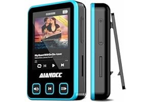 AIANDCC Mp3 Players with Bluetooth 5.3, 32GB Mp3 Player With Sports Clip and Armband, 1.77-inch TFT Color Screen, HiFi Sound Music Player, Earphones Included, TF Card Can be Inserted, Blue
