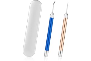 BTFO 2pcs Outils de Désherbage en Vinyle, Éclairés Vinyl Weeding Tool 2 Couleurs Outils de Désherbage Artisanaux avec Épingle Lumineuse et Crochet pour Bricolage Silhouettes Camées (Mélange, Or, Bleu)