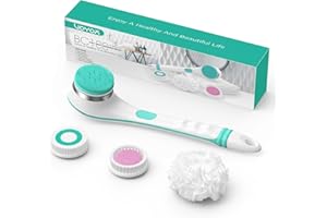 VOYOR Cepillo Espalda Ducha Cepillo Corporal 4 en 1 Electrico Recargable Cepillo Baño Espalda con Mango Largo para Exfoliante, Limpieza De La Piel, Masaje BC100 (Azul)