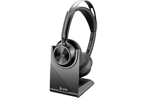 POLY Voyager Focus 2 UC Wireless Headset w/Microphone & Charge Stand - Compatible with PCs via included BT700 Bluetooth adapter or via USB cable; - Connect PC/Mac/Mobile via Bluetooth Black