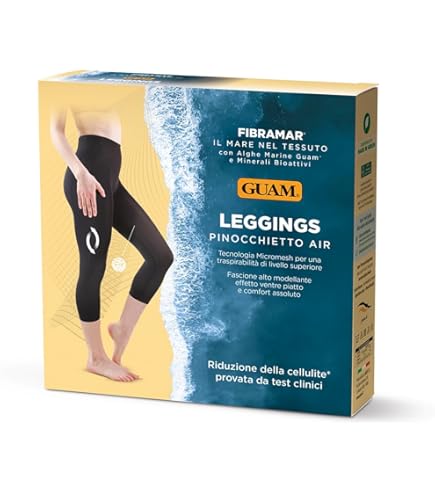 Guam Fibramar Leggings Classico Taglia L-XL - Anticellulite Con Alghe Marine, Unisex, Nero