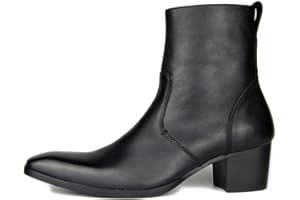 OSSTONE Mężczyźni Modne Wysokim Obcasie Buty Zimowe Zamek Błyskawiczny Prawdziwa Skóra do Kostki Chelsea Boots OS-JY002-PL-R