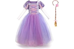 FYMNSI Kinder Prinzessin Sofia Kostüm Kleid Rapunzel Cosplay Mädchen Märchen Faschingkostüm Tüll Maxikleid Ankleiden Karneval Halloween Geburtstag Partykleid Hochzeit Blumenmädchenkleid Abendkleid
