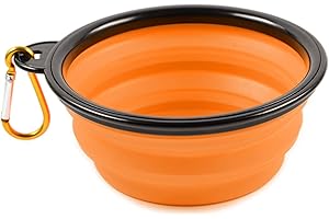 PhoneNatic Ciotola pieghevole in silicone per cani e gatti con moschettone, S, arancione, 350 ml, 60014333