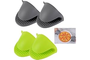 VAGAW Silicone Oven Mitts,4pcs Heat Resistant Non-Slip Silicone Oven Gloves,Waterproof Mini Silicone Gloves For Air Fryer,For Kitchen Baking Cooking Grilling Pinch Grips Mitt Cooking