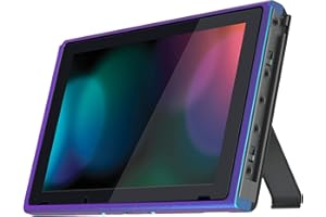 eXtremeRate Cover Scocca Frontale Ricambio per Nintendo Switch Console Cornice Anteriore Shell DIY Ricambio per Nintendo Switch con Tasti Accensione Pulsante Volume Su Giù-Camaleonte Viola Blu