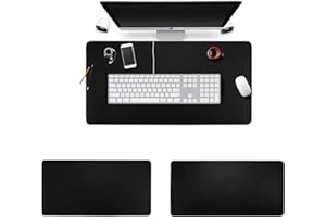 BUBM Wodoodporna podkładka pod mysz ze skóry PU, idealna mata na biurko do biura i domu, ultracienka, 2 mm - 80 x 40 cm (czarna)