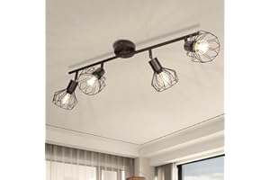 CANMEIJIA Spotlights Ceiling Lights for Kitchen, Black Spot Light Fittings for Ceilings,Retro Rotatable 4 Way Ceiling Lighting with E14 Base for Kitchen Hallway Bedroom(Bulb Not Included)