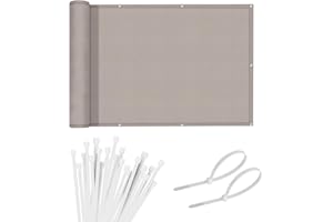 Sunnylaxx Balcony Privacy Screen 60x400 cm Fence Screen for Balcony and Patio, Balcony Cover, PES(170g/㎡) Water-Repellent Wind Protection, with Rope and Aluminium Eyelets customisation Taupe