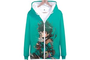 YIMIAO Hombre Niño My Hero Academia Cremallera Sudadera con Capucha Japonesa Anime Impresión 3D Hombre Hoodie Ropa Deportiva Mangas largas Zip Pullover Mujer Chaqueta