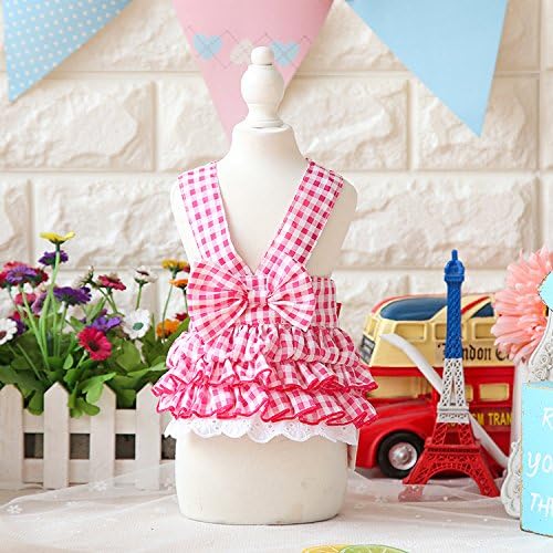 YQYQYQ Candy Gebu Strap Dress Teddy Pet Dog Dress Spring/Summer Thin Dress Princess, Red, L: Back Length 30 Bust 46