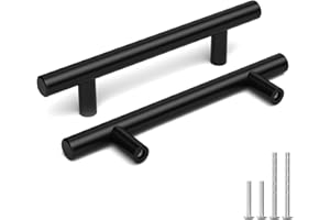 goldenwarm Tiradores para armario de cocina, 15 unidades, 96 mm, color negro, LS201BK96, tiradores para muebles, tiradores de barra huecos, de acero inoxidable, incluye tornillos