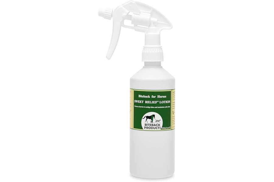 Biteback Products 'Sweet Relief'® Midge Barrier Lotion Spray with Benzyl Benzoate for Effective Insect & Bug Defence- Ideal for Outdoor Horse Protection & Skin Support Essential Biteback Product-500ml