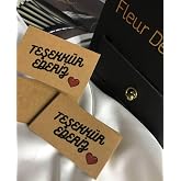 Kraft Teşekk&uuml;r Kartı 20 Adet Kırmızı Kalp Baskılı Tek Taraflı Yazılabilir 8x5 cm E-Ticaret Hediye &ndash; casalinghi